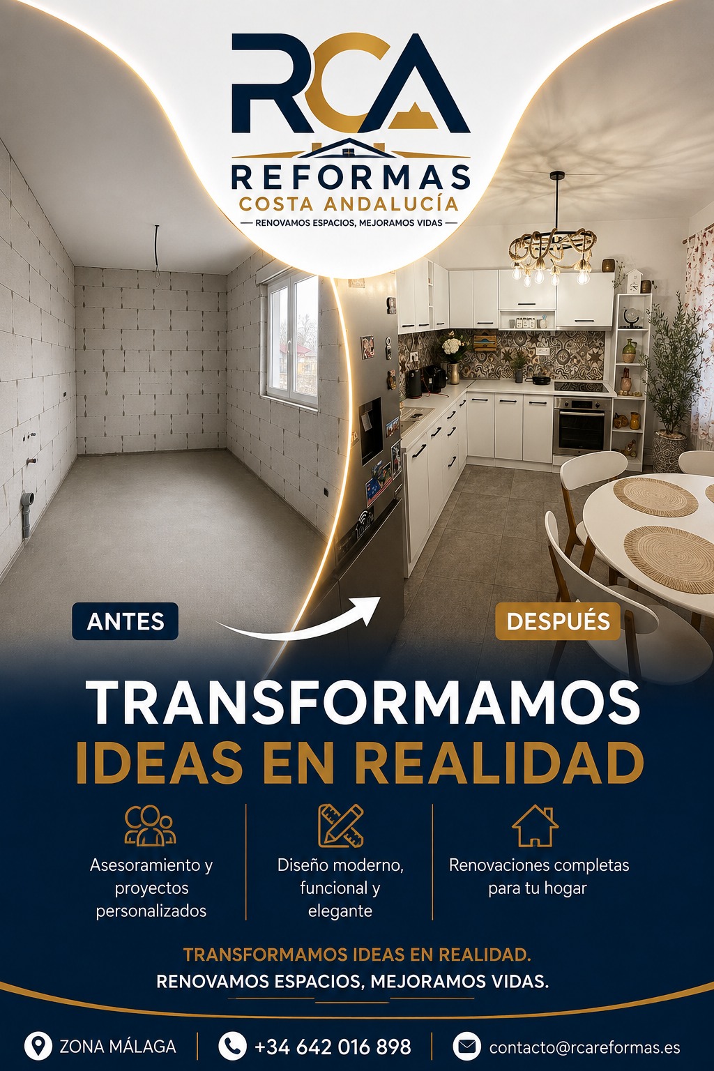 Transformación de una cocina, antes y después